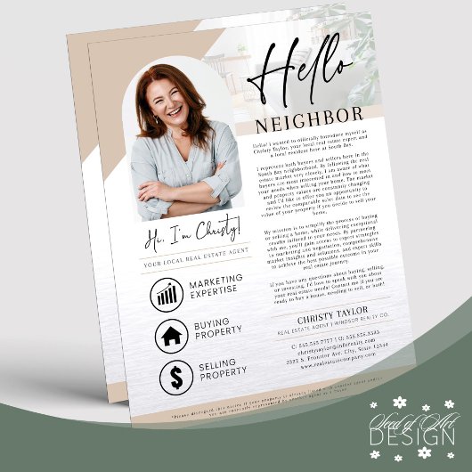 Cream Hello Neighbor Realtor Agent Einführung Flyer