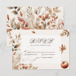 Cream Herbst Ernte Hochzeit RSVP Botanische Antwor Karte