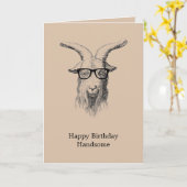 Cream Hipster Goat with Glasses Birthday Karte (Gelbe Blume)