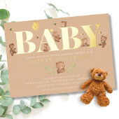 Cream Honey Bear Baby Shower Einladung