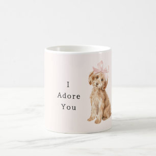 Cream Hund Rosa Schleife Bete Kaffeetasse