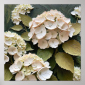 Cream Hydrangeas with Textured Leaves  Poster (Vorne)