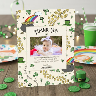 Cream Irish Rainbow Clovers & Hearts Geburtstag Dankeskarte