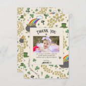 Cream Irish Rainbow Clovers & Hearts Geburtstag Dankeskarte (Vorne/Hinten)