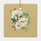 Cream Irish Rose 80. Geburtstag Keramikornament (Rückseite)