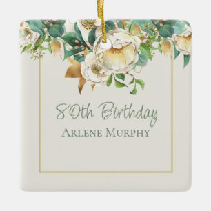 Cream Irish Rose 80. Geburtstag Keramikornament