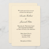 Cream Ivory Black Schlicht Simple Wedding Einladun Einladung (Vorne/Hinten)