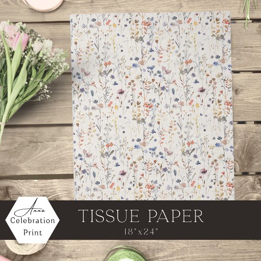Cream Ivory Boho Watercolor Wildflower Seidenpapier