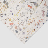 Cream Ivory Boho Watercolor Wildflower Seidenpapier (Detail)