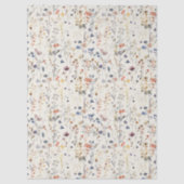 Cream Ivory Boho Watercolor Wildflower Seidenpapier (Vorderseite)