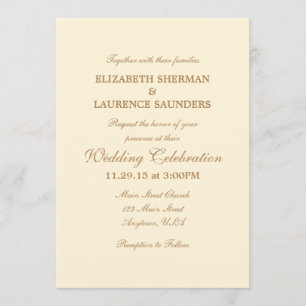 Cream Ivory Brown Schlicht Simple Wedding Einladun Einladung