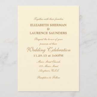 Cream Ivory Brown Schlicht Simple Wedding Einladun Einladung