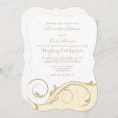 Cream Ivory floral Swirl Bracket Wedding Einladung (Vorne/Hinten)
