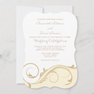 Cream Ivory floral Swirl Bracket Wedding Einladung
