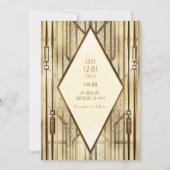 Cream Ivory Gold 20's Art Deco Gatsby Glam Wedding Einladung (Rückseite)