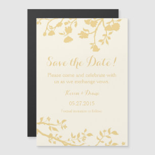 Cream Ivory Gold Blume speichern das Date Magnet