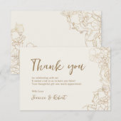 Cream Ivory Gold Botanical Dankeskarte (Vorne/Hinten)