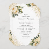 Cream Ivory Gold Confetti Hochzeitsfeier Einladung (Vorne/Hinten)