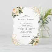 Cream Ivory Gold Confetti Hochzeitsfeier Einladung (Stehend Vorderseite)