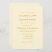 Cream Ivory Gold Schlicht Simple Wedding Einladung (Vorne/Hinten)