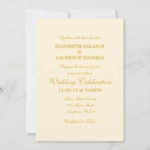 Cream Ivory Gold Schlicht Simple Wedding Einladung