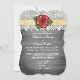 Cream Ivory Gray Rustic Wood Rose Hochzeit Einladu Einladung