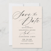 Cream Ivory | Neutral Color Formal Typography Save The Date (Vorderseite)