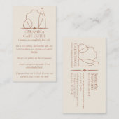 Cream Ivory Pottery Vase Keramik Pflegeinstruktion Visitenkarte (Vorne/Hinten)