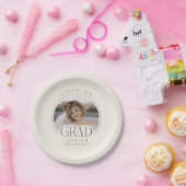 Cream-Kohle-Personalisierte-Foto-Abschlussfeier Pappteller (Party)