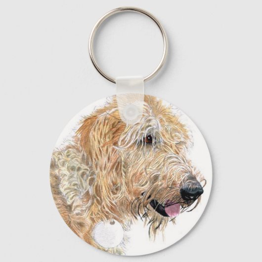 Cream Labradoodle-Schlüsselanhänger Schlüsselanhänger (Vorderseite)