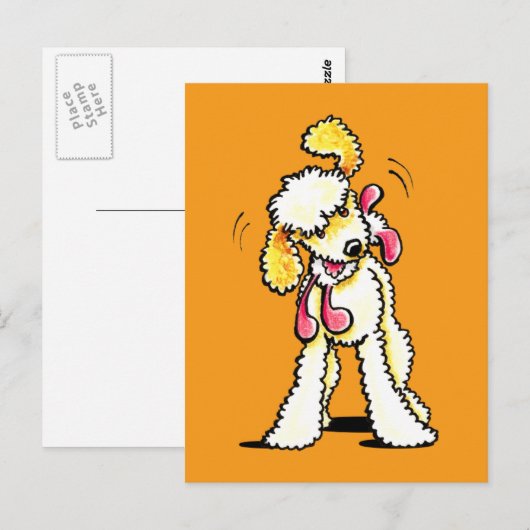 Cream Labradoodle-Spielzeit Postkarte (Vorne/Hinten)