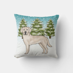 Cream Labrador Retriever Blue Winter Christmas Kissen