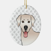 Cream Labrador Retriever Cartoon Dog Kopf & Text Keramik Ornament (Rechts)