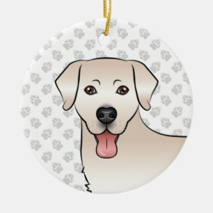 Cream Labrador Retriever Cartoon Dog Kopf & Text Keramik Ornament