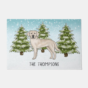 Cream Labrador Retriever Dog Custom Blue Christmas Fußmatte