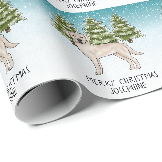 Cream Labrador Retriever Dog Custom Text Geschenkpapier (Rolleneckpunkt)