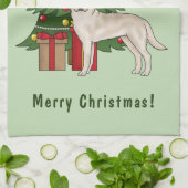 Cream Labrador Retriever Dog mit Weihnachtsbaum Geschirrtuch (Gefaltet)