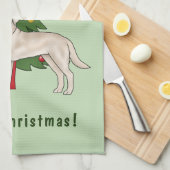 Cream Labrador Retriever Dog mit Weihnachtsbaum Geschirrtuch (Viertel Falte)