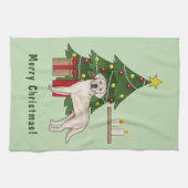Cream Labrador Retriever Dog mit Weihnachtsbaum Geschirrtuch (Horizontal)