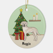 Cream Labrador Retriever Dog mit Weihnachtsbaum Keramik Ornament (Links)