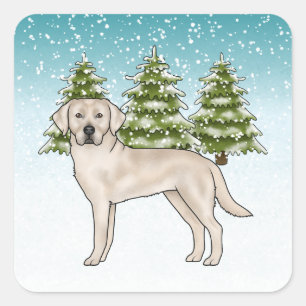 Cream Labrador Retriever Labrador Dog Blue Christm Quadratischer Aufkleber