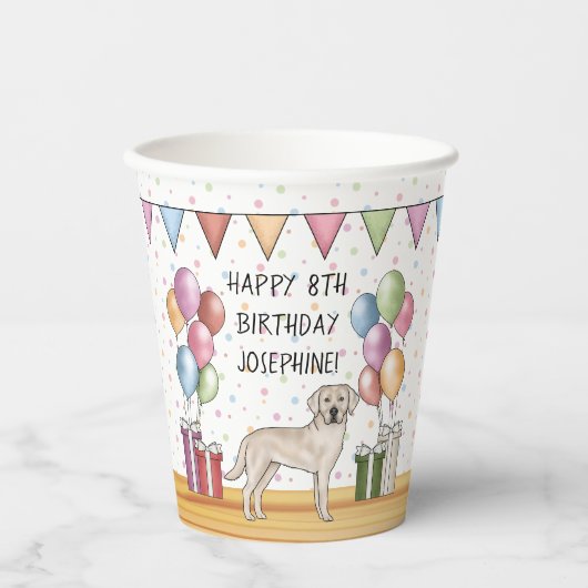 Cream Labrador Retriever Labrador Hund farbenfroh  Pappbecher (Vorderseite)