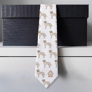 Cream Labrador Retriever Muster Custom Monogram Krawatte