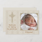 Cream Lace2 Religiöse Fotokarte Dankeskarte (Vorne/Hinten)