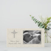 Cream Lace Religious Foto Card Ankündigung (Stehend Vorderseite)