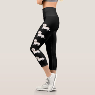 Cream Langhaar-Dachshund Süße Cartoon-Hunde Capri Leggings