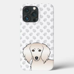 Cream Langhaar-Dachshund Süßer Cartoon-Hundekopf Case-Mate iPhone Hülle