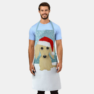 Cream Langhaardachshund Santa Hund Weihnachten Schürze