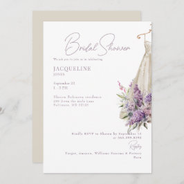 Cream & Lavender Wedding Dress Brautparty Einladung