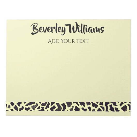 Cream Leopard Personalisiert Notepad Notizblock (Vorderseite)